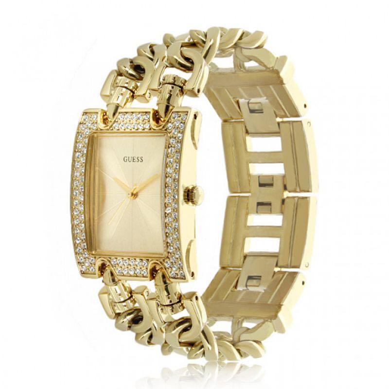 Guess mod gold sunray dial ladies bangle watch w0072l1