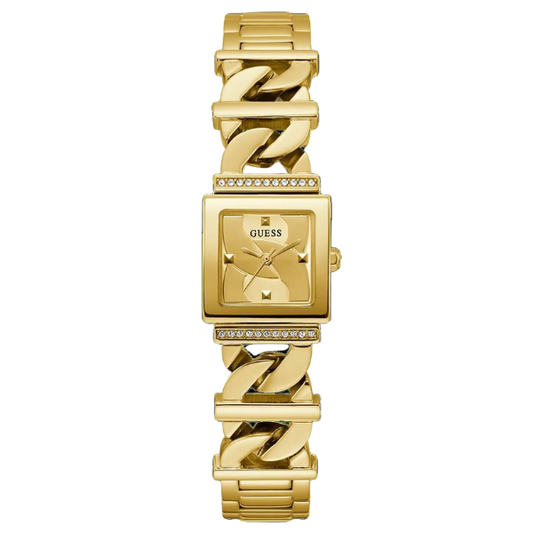 Guess Stainless steel gold watch, square dial