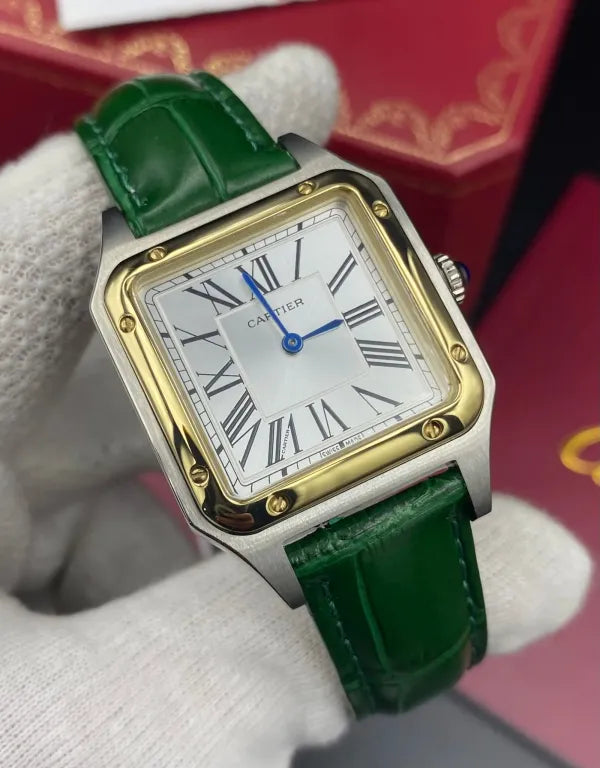 Cartier Santos Dumont bracelets en cuir cadran blanc 38 mm