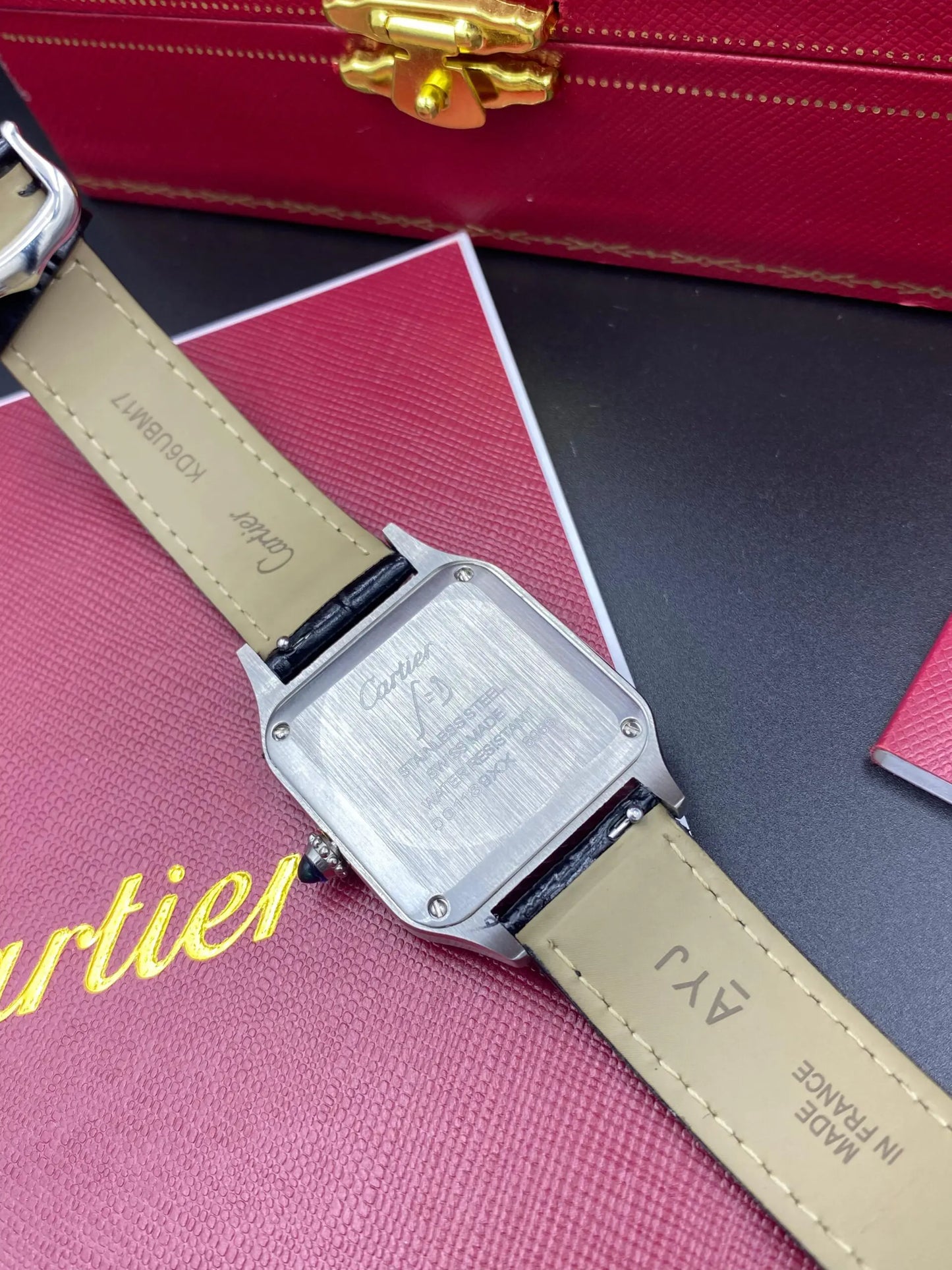 Cartier Santos Dumont bracelets en cuir cadran blanc 38 mm